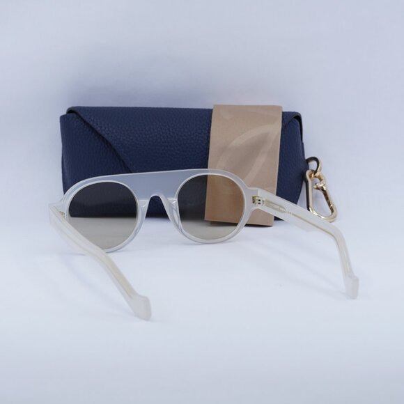 Loewe LW40020I 21E Round Sunglasses – Translucent White\\ Brown main image 10